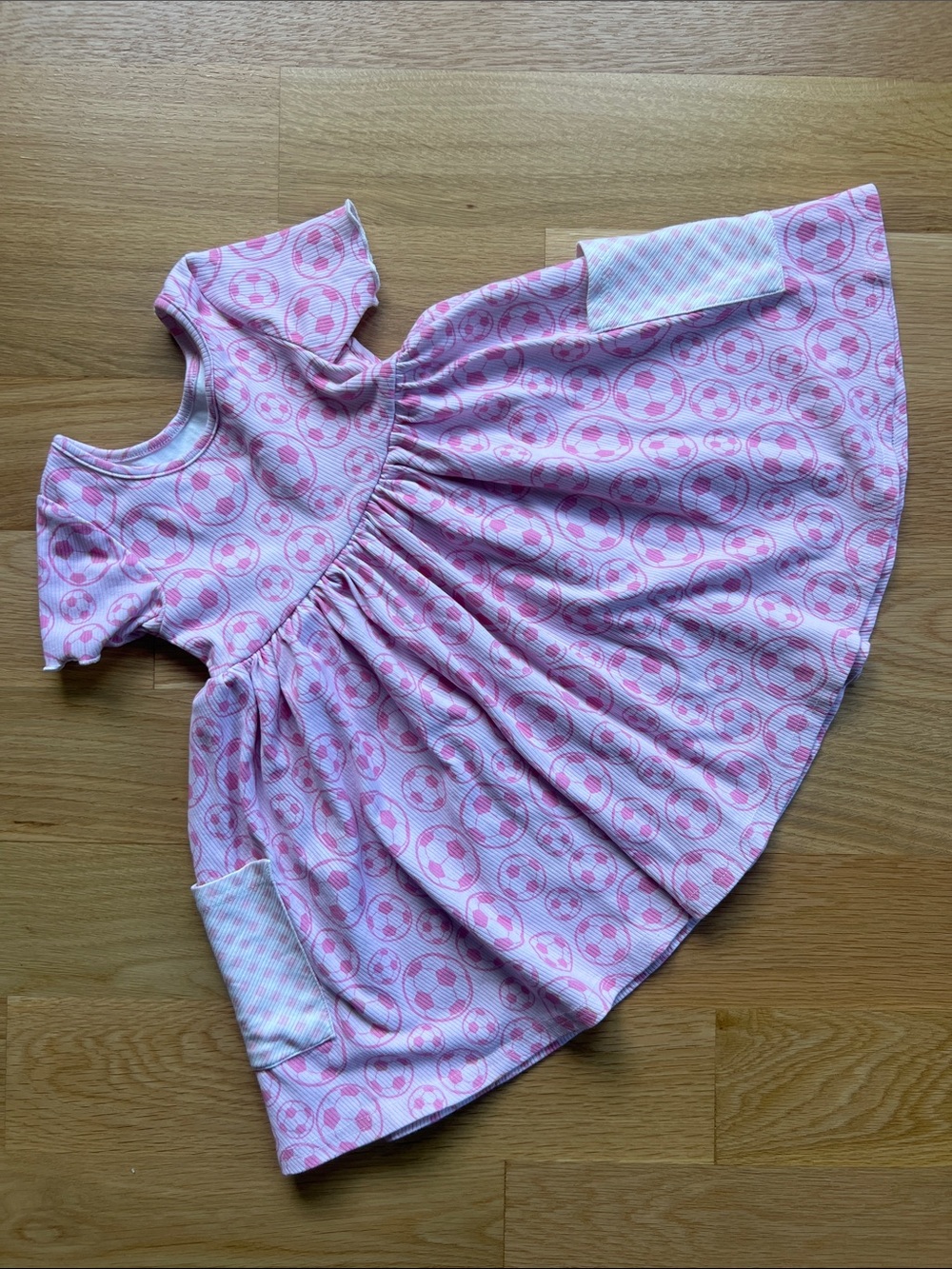 SweetHoney Pink Soccer Print Pocket Dress